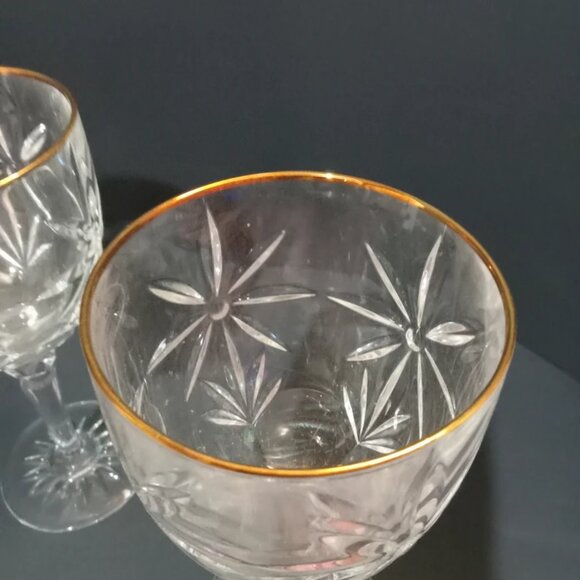 Avon made in France Crystal goblets gold rim 24% lead drinking glass - Picture 3 of 6